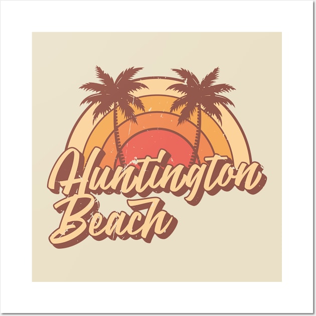 Huntington Beach California Vintage Summer Vacation Design Wall Art by dk08